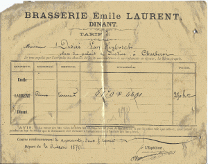 Bon de livraison de la Brasserie Emile Laurent 1879
